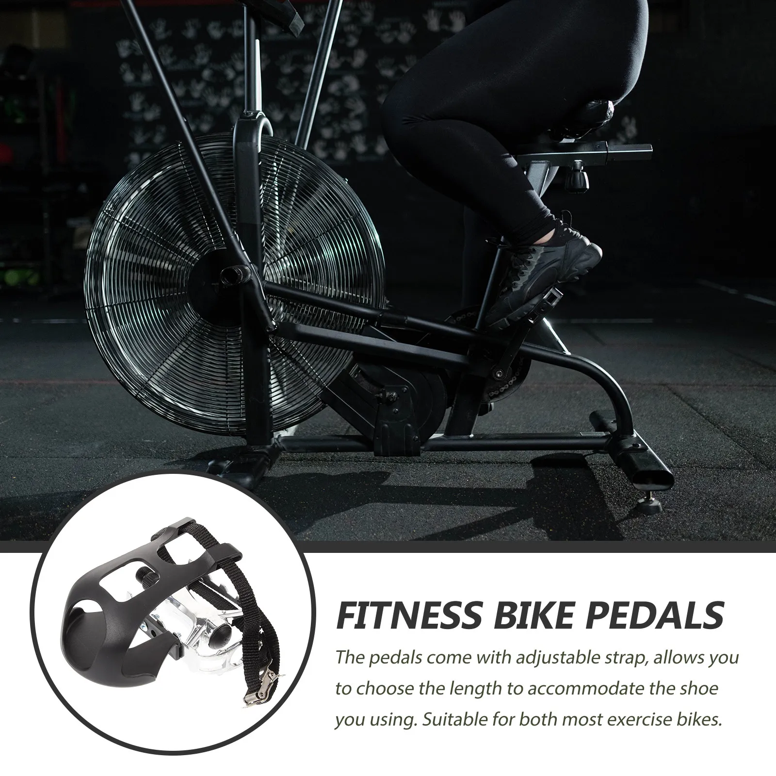 

Пара педалей для велотренажера: нескользящие, с вращающейся платформой, регулируемым ремнем, аксессуары для фитнеса и тренажерного зала