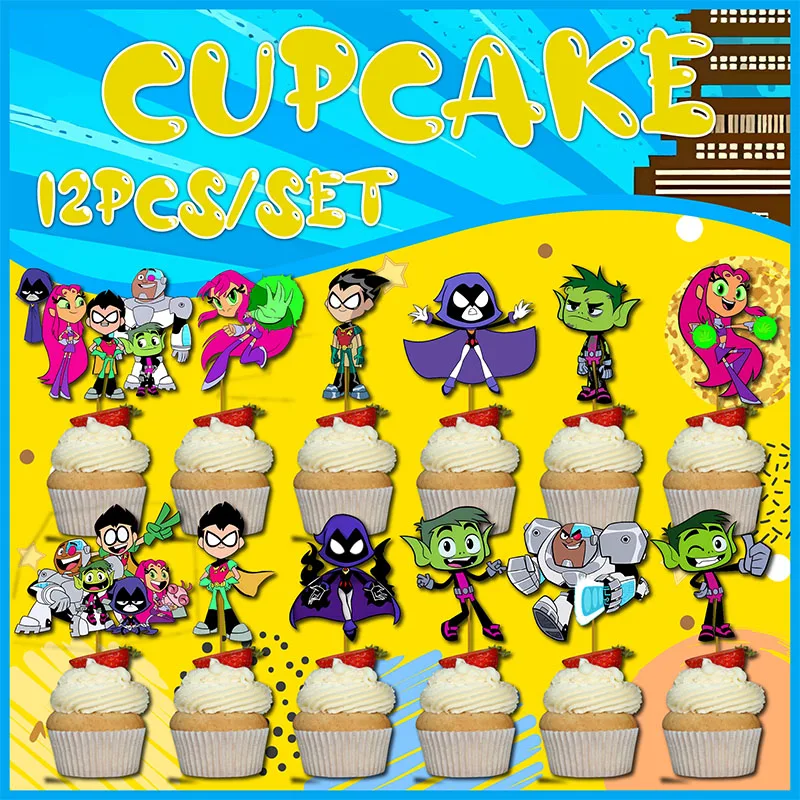 Decoraciones para Pastel de Cumpleaños de Warner Bros Teen Titans GO, Adornos para Cupcakes, Artículos para Fiestas de Baby Shower