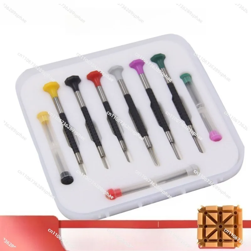 Manual precision screwdriver set, comes with multiple spare replaceable bits.
