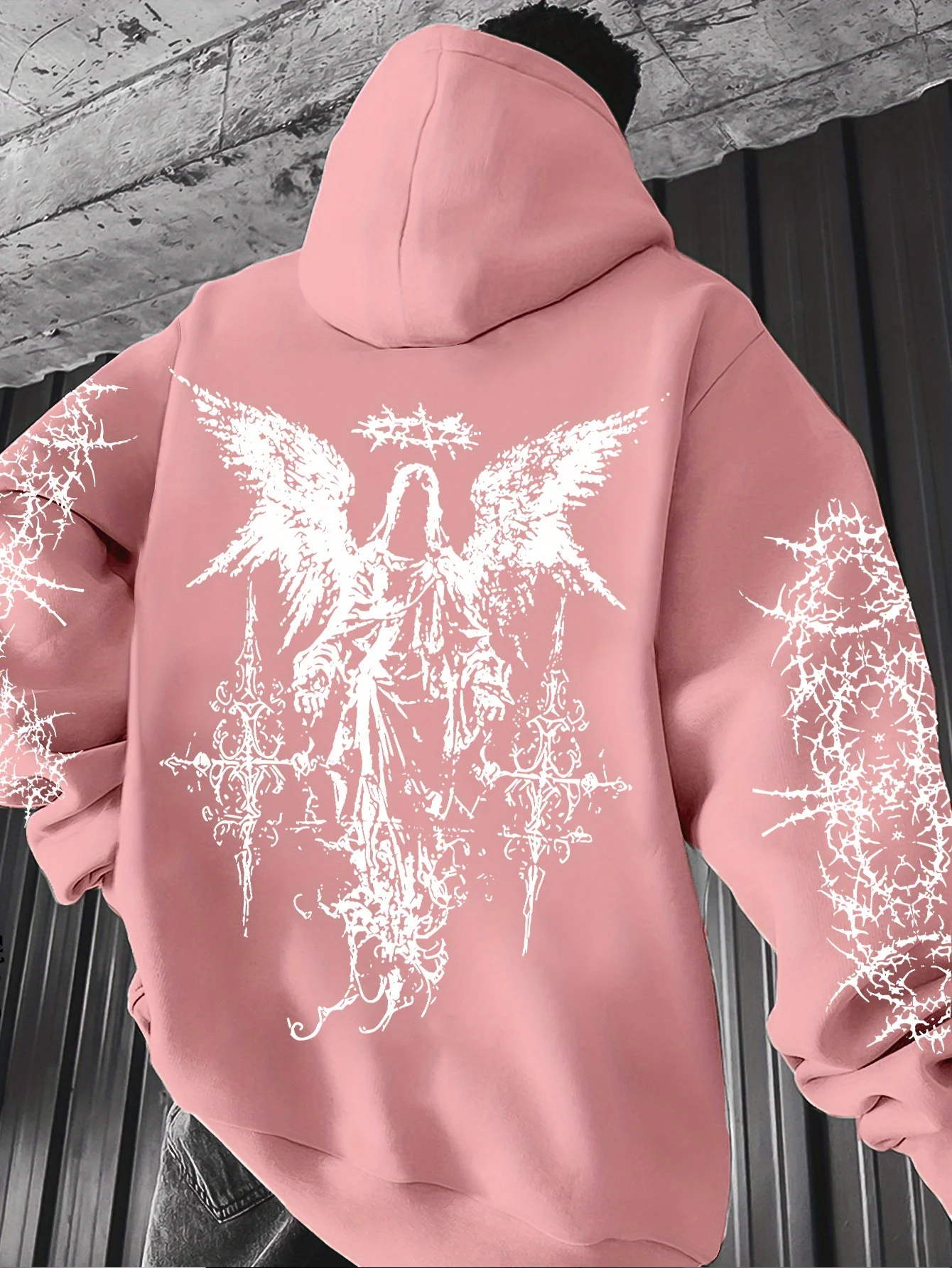 2026 Autumn/Winter Men's Angel Element Graffiti Thorn Print Streetwear Hip Hoodie