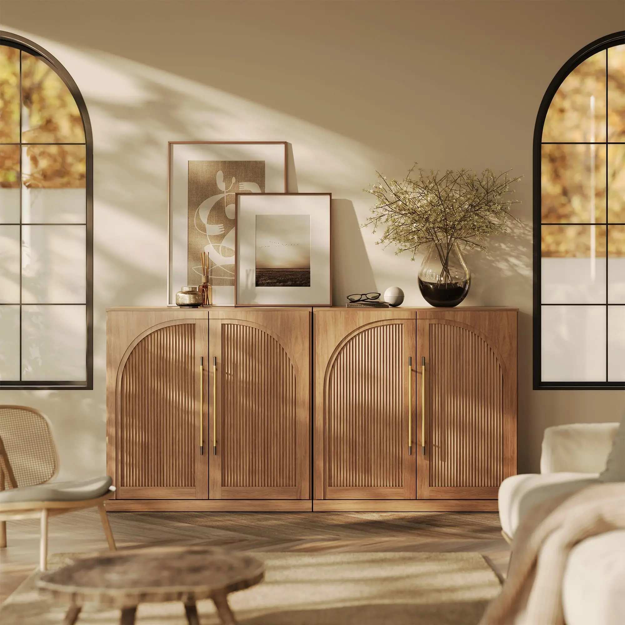 Set of 2 Jagger Sideboard Buffet Cabinet - Camel