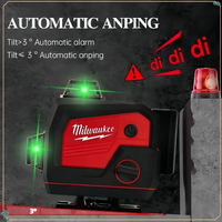 Milwaukee 360° Horizontal And Vertical 4D Self Leveling Cross Green Light Self-Leveling Tools 16 Lines Laser Level