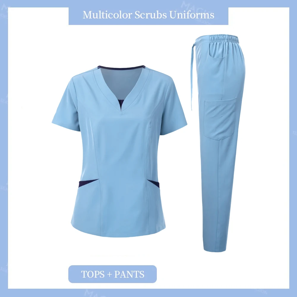 Le donne all'ingrosso indossano tute scrub medico ospedaliero uniforme da lavoro medico chirurgico multicolore unisex uniforme accessori per infermiere