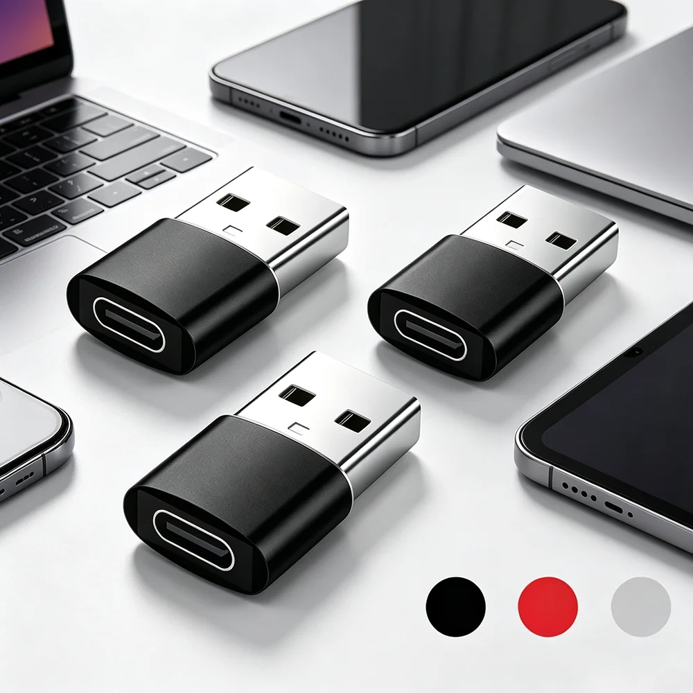 Adaptador USB para USB C em Pacote com 3 Peças, USB C Fêmea para USB Macho, Carregamento Super Rápido e Conversor OTG Compatível com iPhone 15/14/13/12