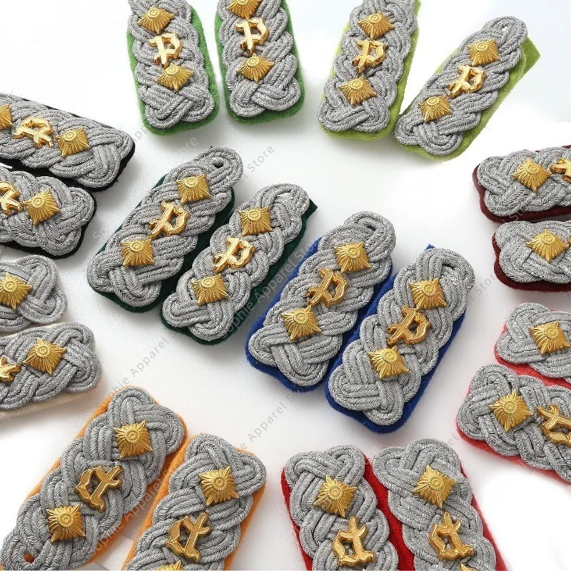 Épaulettes d'officier allemand en fil d'argent pour uniformes, reconstitutions militaires, spectacles et costumes de cosplay