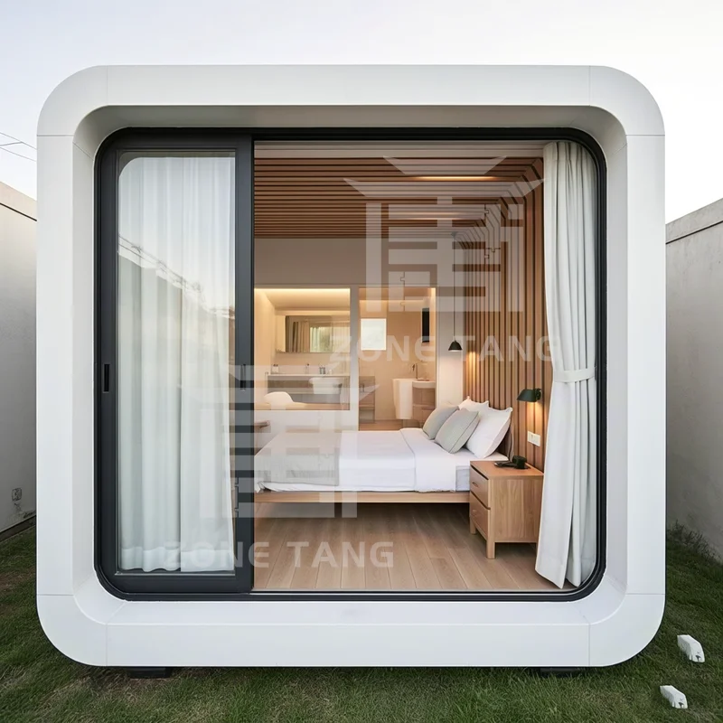 Apple Capsule House Triple Wide Mobile Homes Capsule House Oilfield Site Prefab Villa Glass House 2 غرفة نوم منزل متنقل للبيع #6