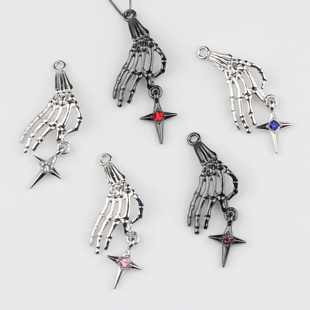 

10pcs Fashion Skull Hand Stars Charms Pendant Jewelry Making Accessories Handmade DIY Bracelet Earrings Necklace Ornament Gifts