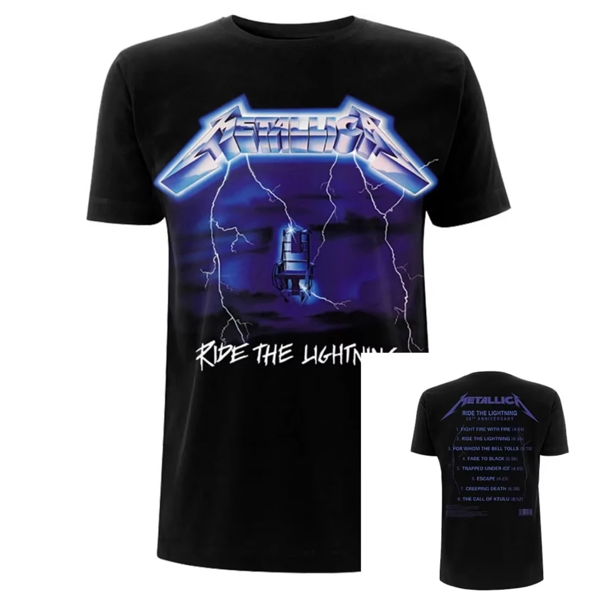 Ride The Lightning Tracks Metallica Band T-Shirt Cotton Graphic Tee Men Women Summer Streetwear