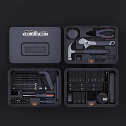 JIMI Box Multifunctional Layered Toolbox Set Home Maintenance Tool Combination Electric Drill Pliers Knife Wrench KIT New