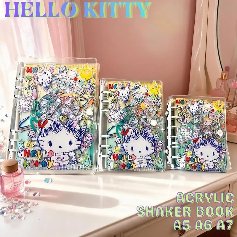 Acrylic shaker book A5 A6 A7 Hello Kitty fashion diary handbook collection note stationery loose-leaf book friend exclusive gift