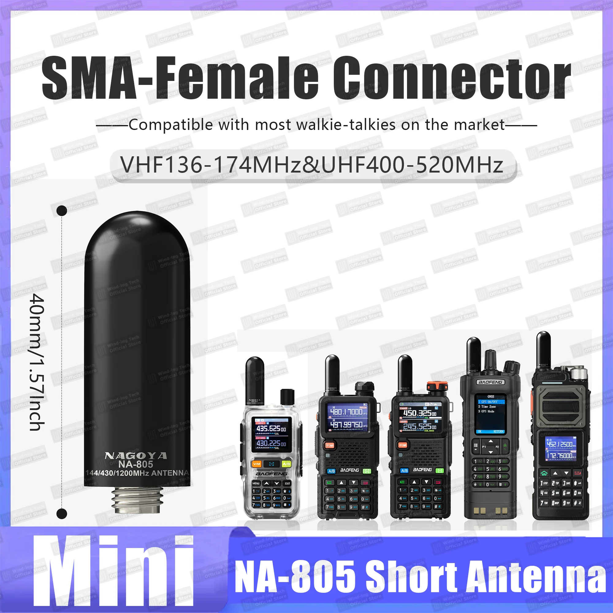1/2/4/10PCS NA-805 Walkie Talkie Antenna VHF/UHF UV-5R MINI Antenna SMA-Female for Iradio Quansheng Baofeng Radio Accessories