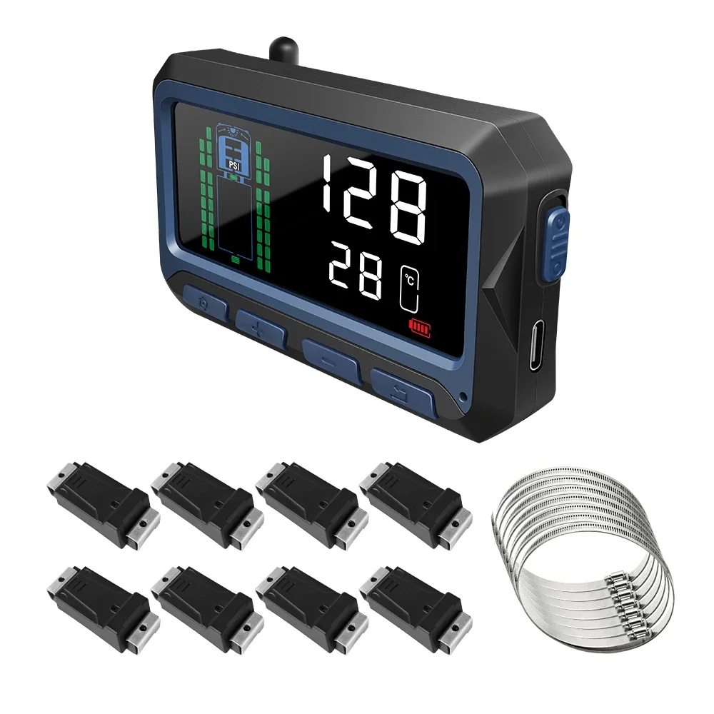TPMS Digital Tire Pressure Monitoring System with 199Psi Internal Sensor for RV Truck Trailer Bus 36 Wheels Factory Direct
