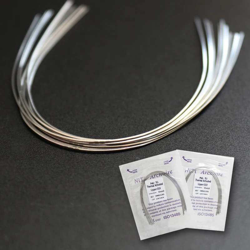 

10Packs 100Pcs Orthodontic Dental Thermal Activiated Niti Wire Ovoid 5Packs Upper and 5Packs Lower