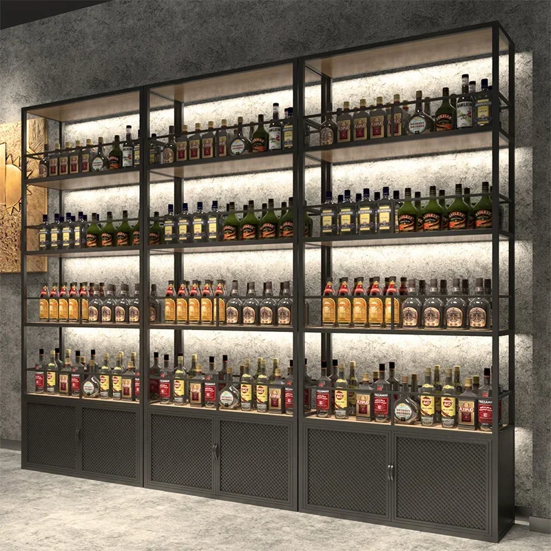 Metal Commercial Wine Cabinets Display Liquor Whisky Mobile Wine Cabinets Corner Bottle Modern Mueble Para Vino Bar Furniture