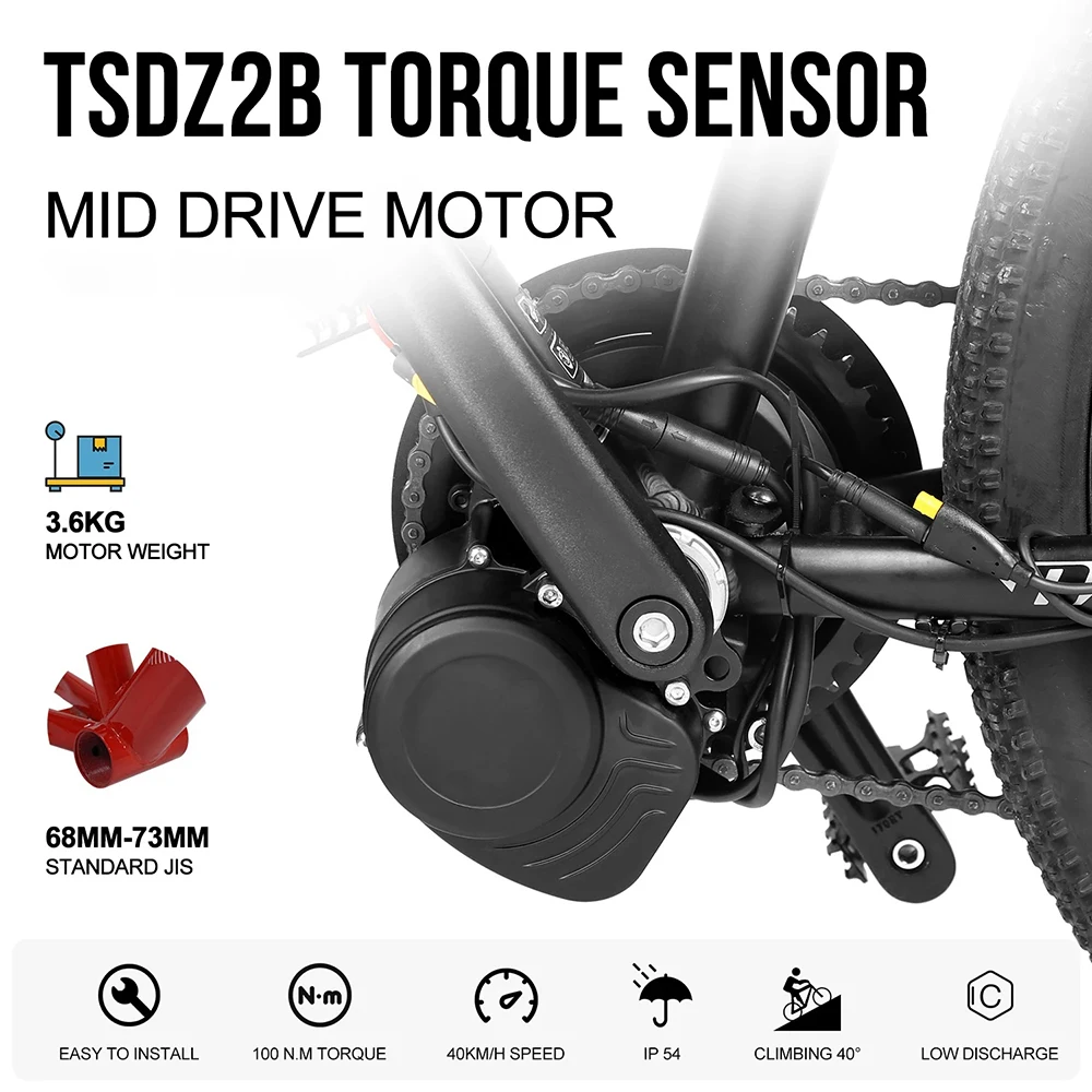 New Version 48V 500W Motor Tongsheng TSDZ2B TSDZ2 Dual Clutch Mid Drive BLDC Engine DIY Conversion Ebike Kit Torque Sensor