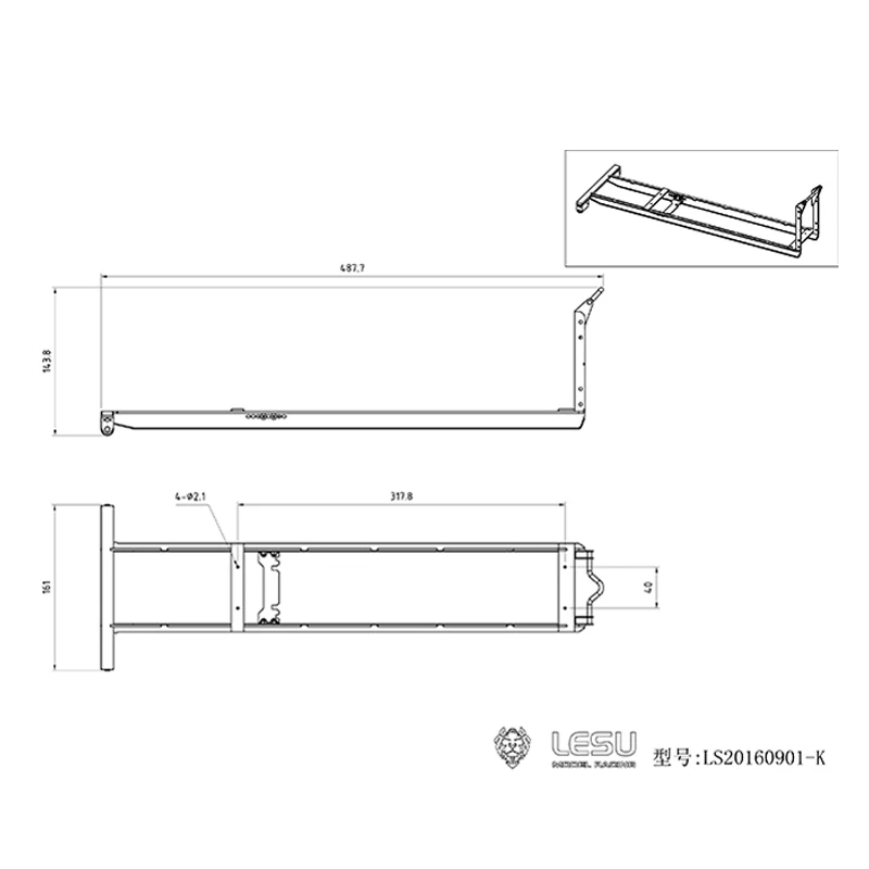 LESU RC المعادن 1/14 مقطورة رف جزء DIY بها بنفسك TGS 8*8 لفة تشغيل/إيقاف الهيدروليكية RC شاحنة قلابة نموذج الملحقات TH16846 #6