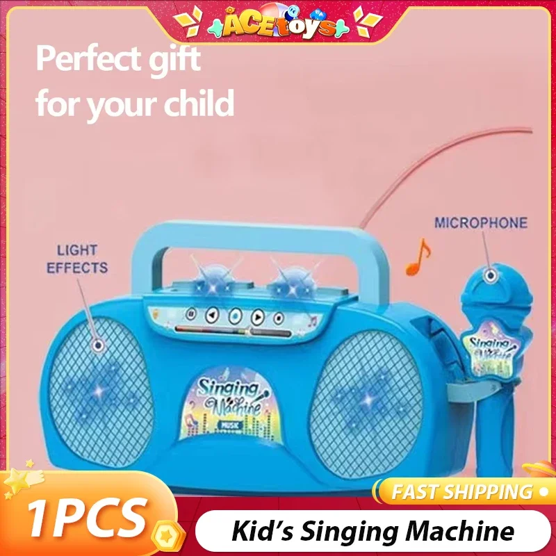 Máquina de canto para chico, Educación Temprana portátil con luz, alta calidad de sonido, micrófono de Karaoke, instrumento musical, juguetes para chico