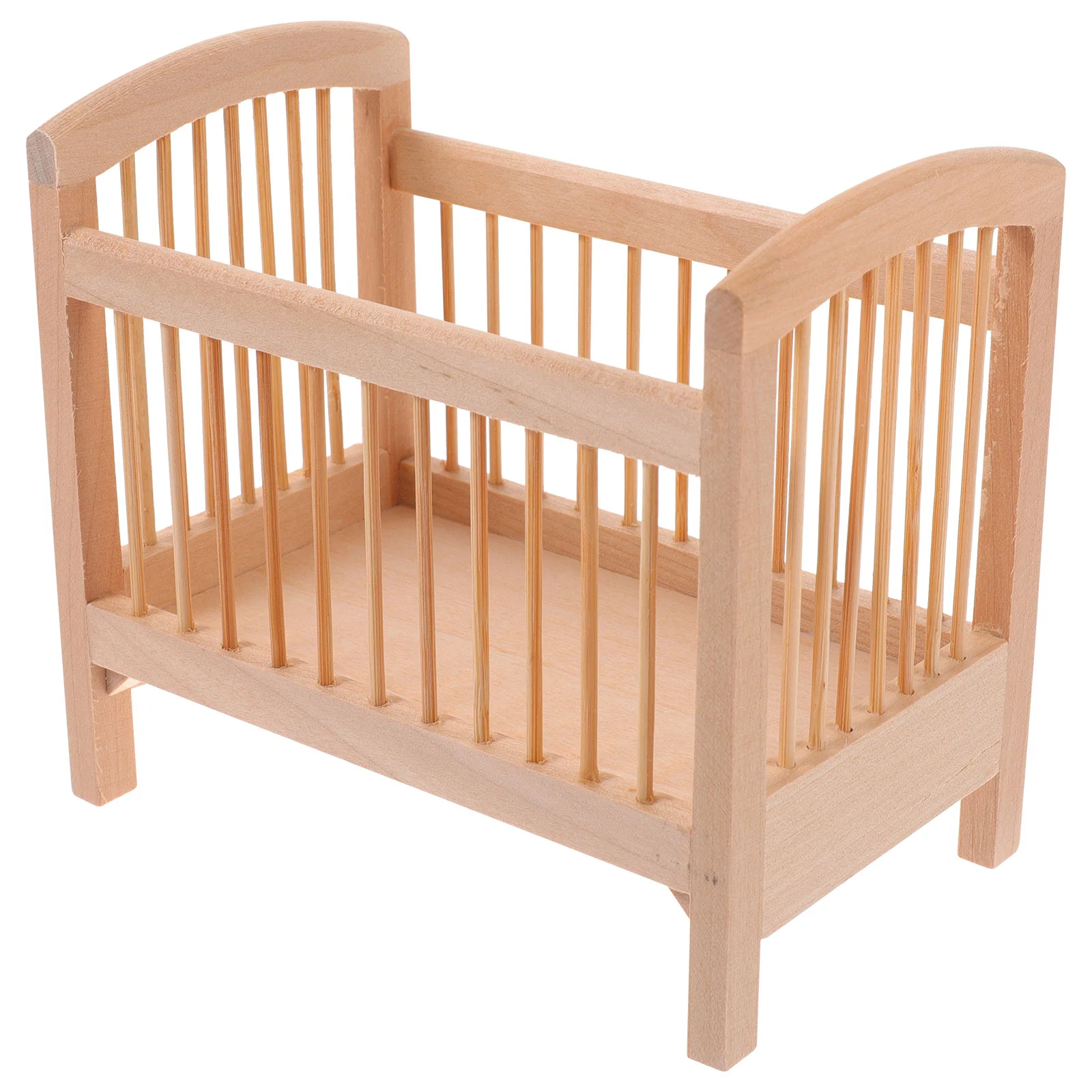 House Crib Bed Wooden Furniture Mini Toy For Kids Cradle Baby Model Adornment Child