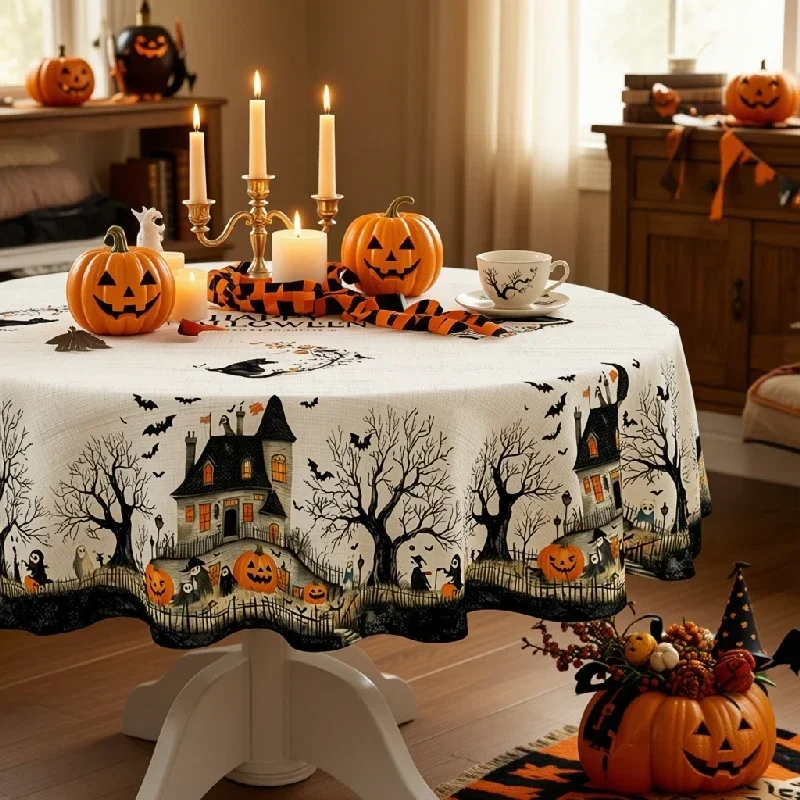 Vespri Halloween Tablecloth - Terrifying Pumpkin Tablecloth - Halloween Partyzyc