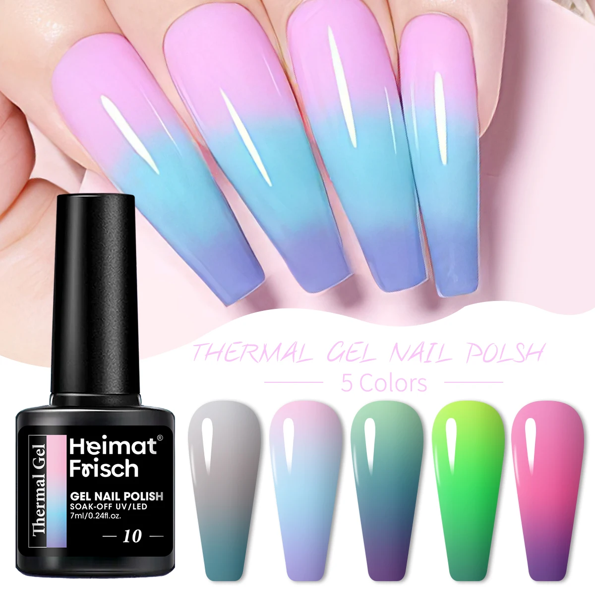 Heimat Frisch Single Tube Temperature-Sensitive Color-Changing Gel Nail Polish, Fragrance-Free, Hypoallergenic, Alcohol-Free, Te