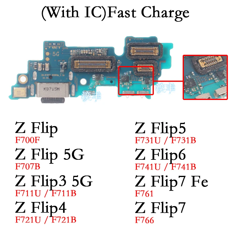 Usb Dock Charging Ports for Samsung Galaxy Z Flip 2 3 4 5 6 7 Fe 5G F700 F707 F711 Charger Board F721 F731 F741 F761 F766 U B F