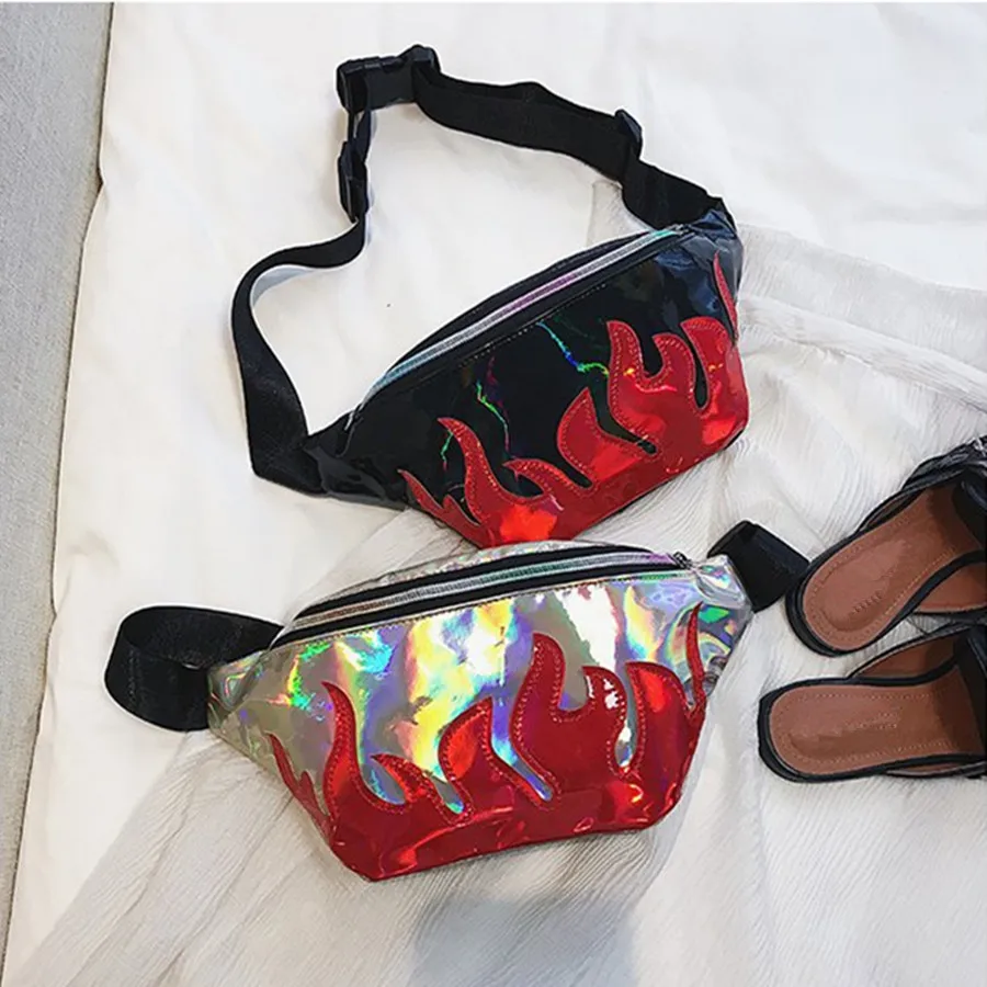 

2025 NEW fanny pack sac banane PU waist bag laser purse heuptas leg bag Reflective fanny pack for women holographic bum bag