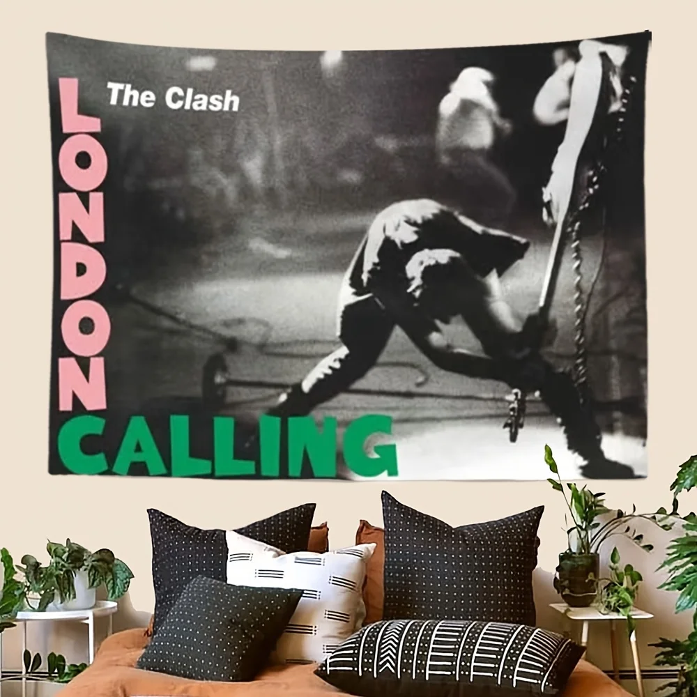 نسيج The Clash London Calling - تصميم فني للموسيقى القديمة، هدية مثالية للمنزل والسكن، ديكورات جدارية فريدة من نوعها