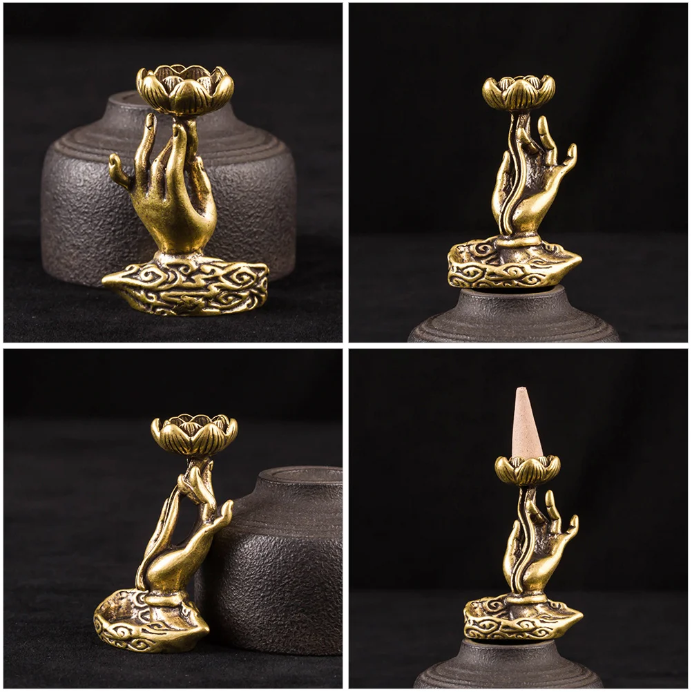 

Incense Stick Holder Buddha Hand Lotus Waterfall Incense Burner Unique Historical Atmosphere Relax Improve Life Quality Home