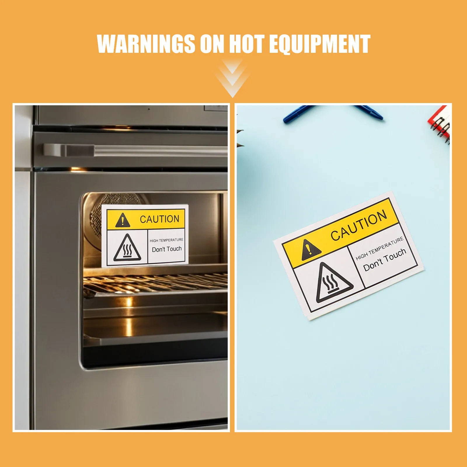 3Pcs High Temperature Warning Stickers Heat Resistant Safety Warning Sign Labels Peel Stick Do Not Touch Decals for Hot