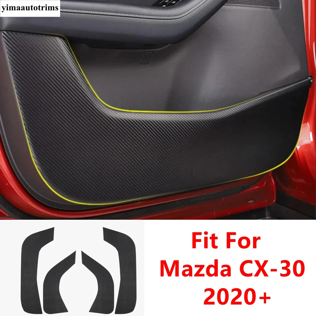 

Car Inner Side Door Anti-Kick Films Carbon Fiber Style Stickers Pu Leather Interior Accessories Fit For Mazda CX-30 2020 - 2024