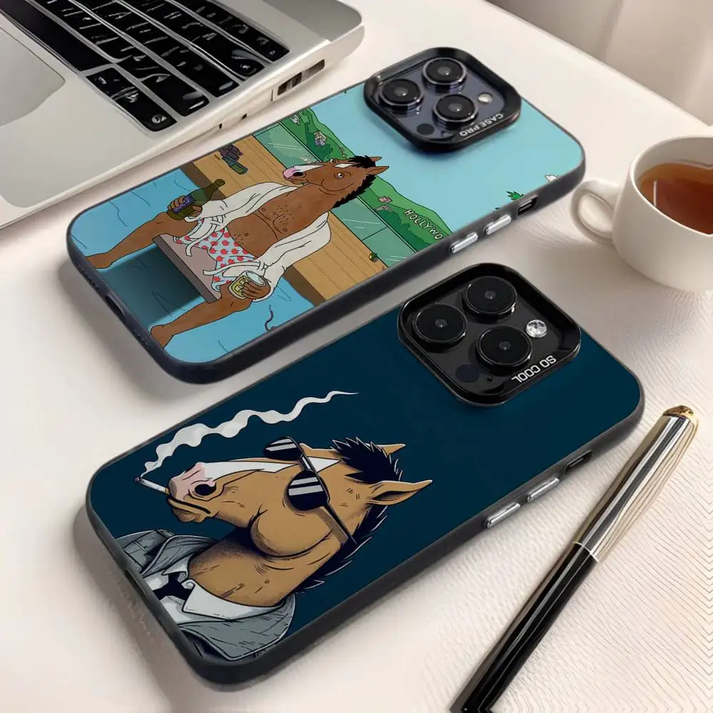 

B-Bojack H-Horseman Phone Case For iPhone 16,15,14,13,12,11,8,7,Pro,Max,Plus,Mini,XS,SE Anti Fall Black Matte Hard