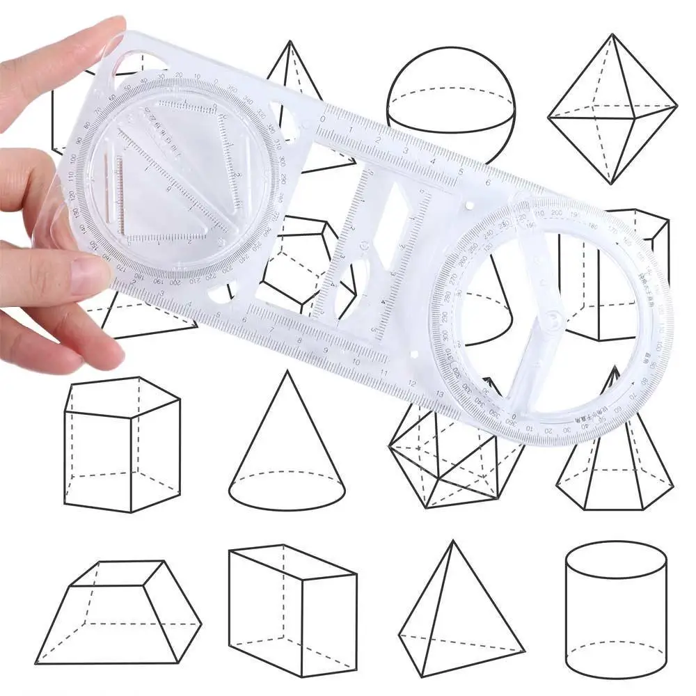 Activity Angle Drawing Ruler Multifunctional Ruler Straight Geometry Ruler 360 ° Movable Transparent Drawing Template