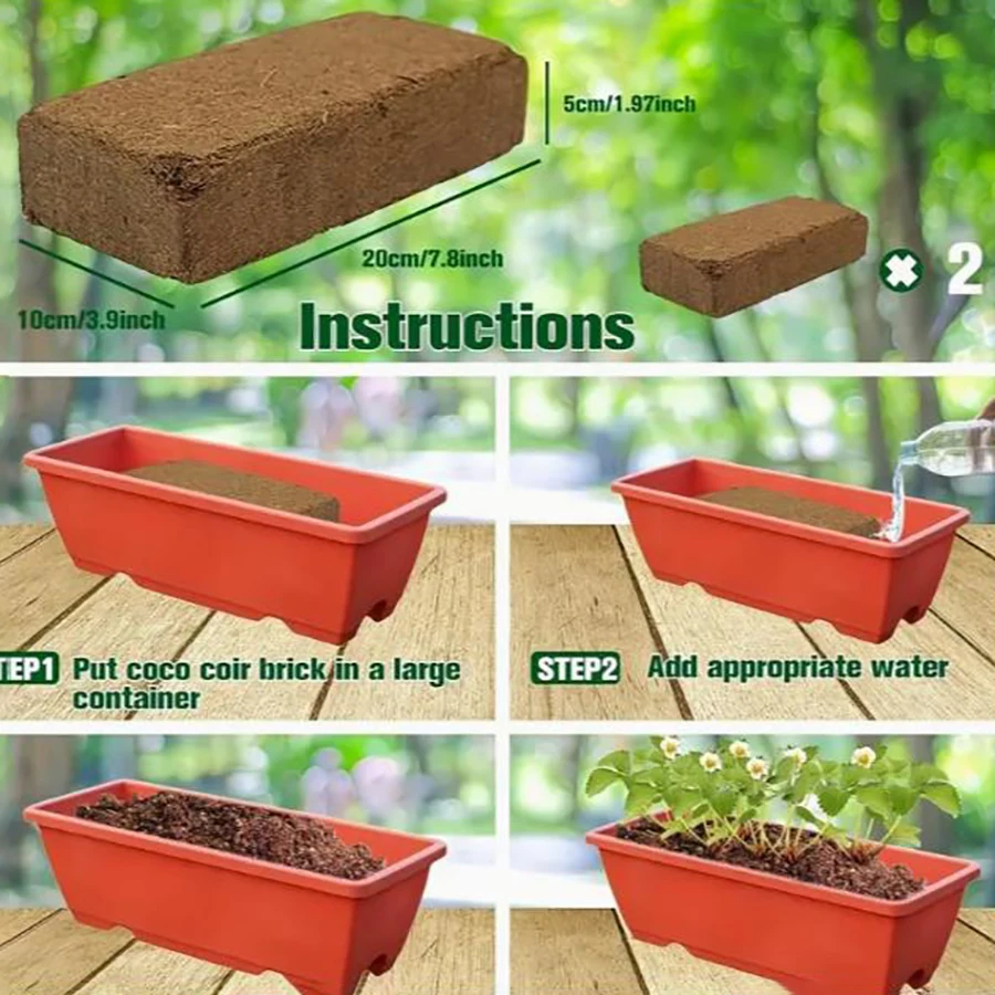 2pcs coconut brick nutrient soil general type coconut soil foam coconut bran flower planting and vegetable planting desalted coc