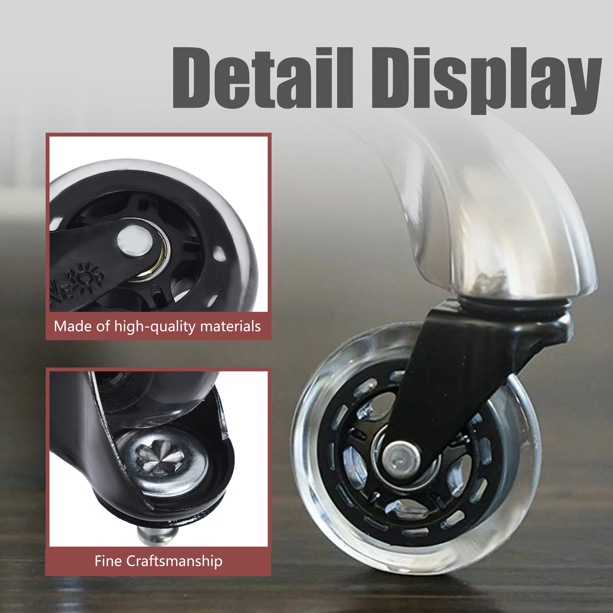 5 Buah Roda Kastor Roda Karet Putar 3 Inci untuk Lantai, Karpet, Ubin 360 °   Smooth Roll, Kapasitas 110lbs per Roda, Standar 7/