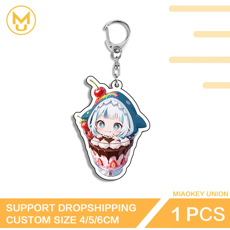 Vtuber Gawr Gura Kawaii Creative Chocolate Cupcake Key Chains Hot Selling Q Edition Props Trendy Game Product Peripheral Decor
