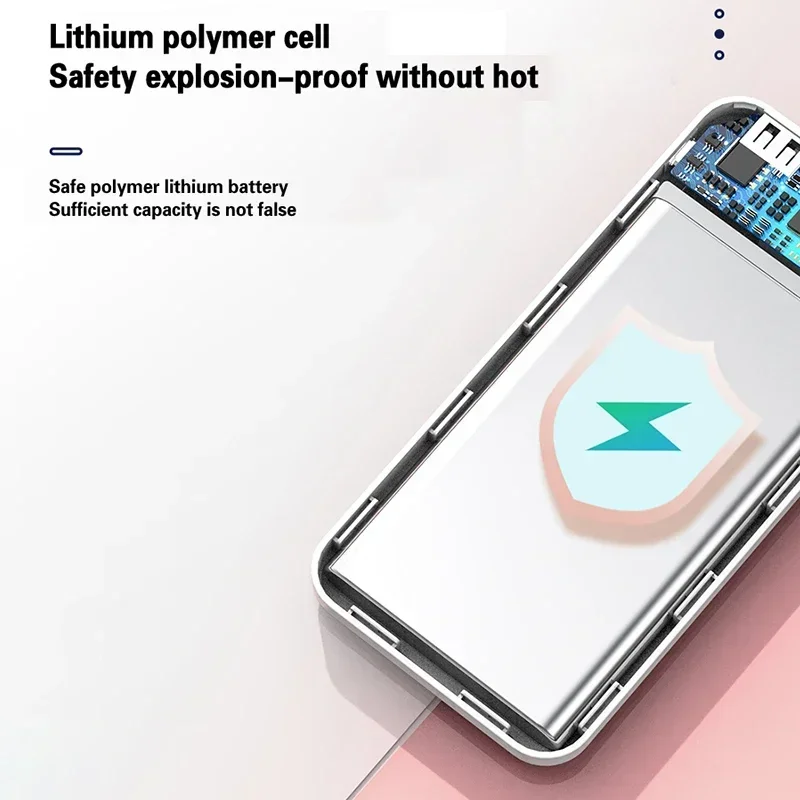 Banco de potência portátil super rápido carregamento, bateria sobresselente de alta capacidade, carregador para iPhone 15, Samsung, Huawei, 10000mAh