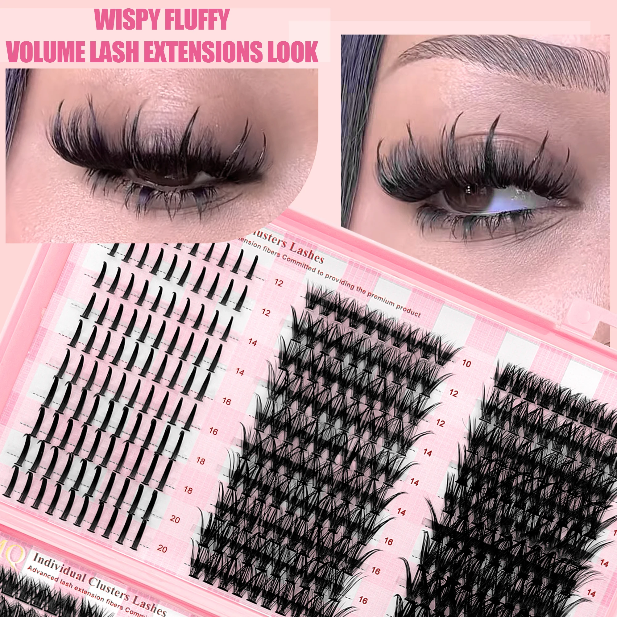 Wispy Ciglia fai-da-te Libro Cluster soffici Estensioni delle ciglia Ventole di volume Ciglia individuali fai-da-te all'ingrosso