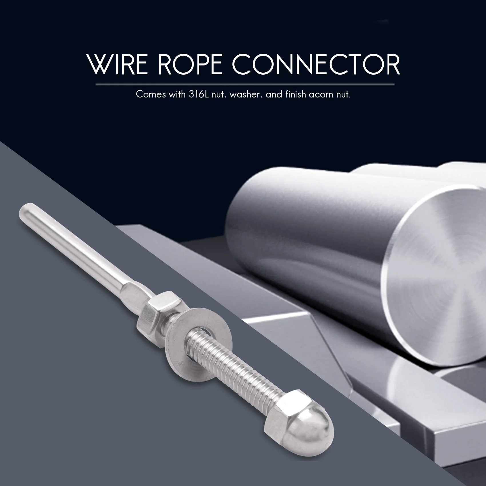 ABJS 50 قطعة من الفولاذ المقاوم للصدأ درابزين درابزين كابل الموتر الخيوط مسمار نهاية المناسب لسلك كابل 1/8 بوصة (50 حزمة)
