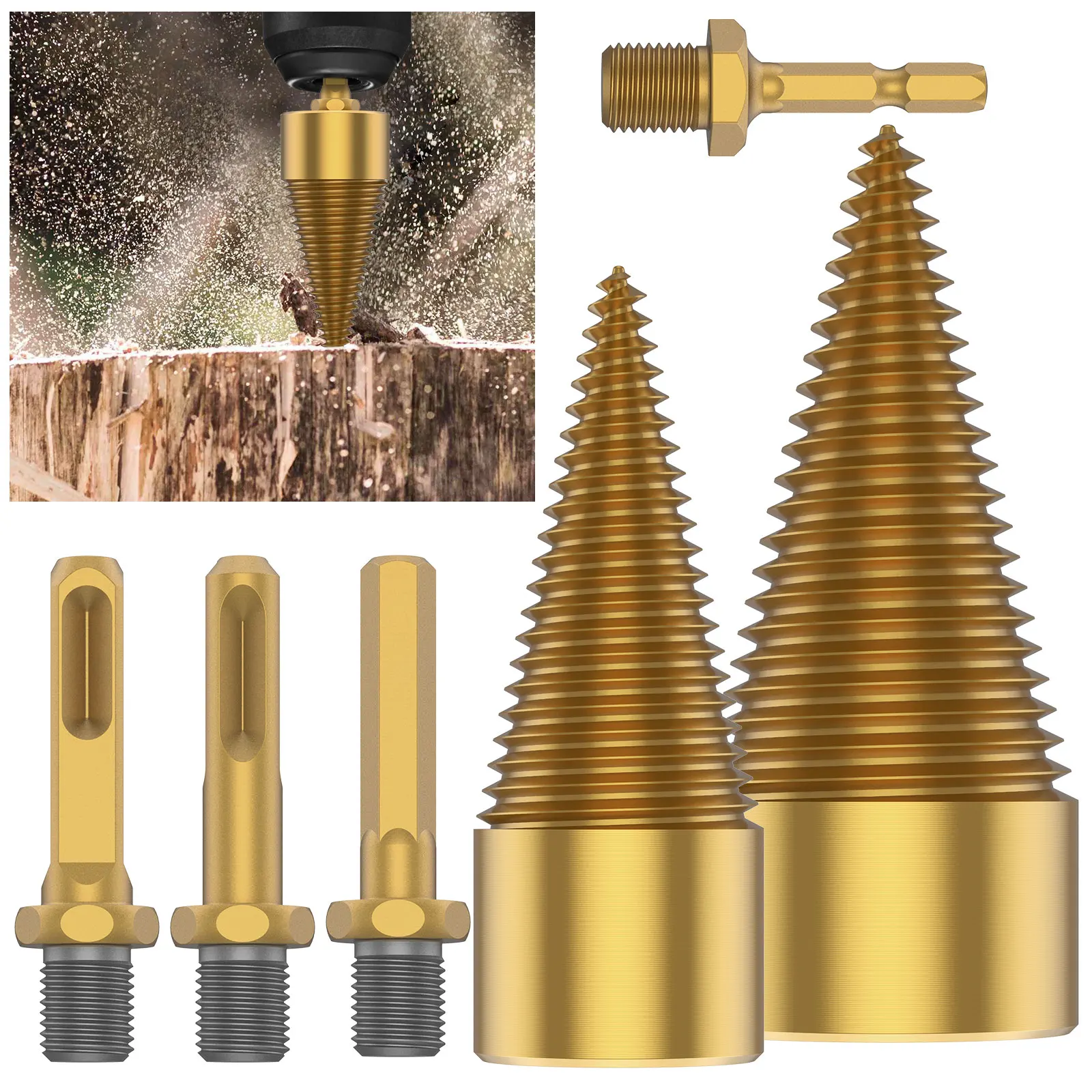 

Набор сверл для измельчения дров, портативный дровокол, экономия времени, инструмент для разделения дров, деревообрабатывающий инструмент для кемпинга на открытом воздухе