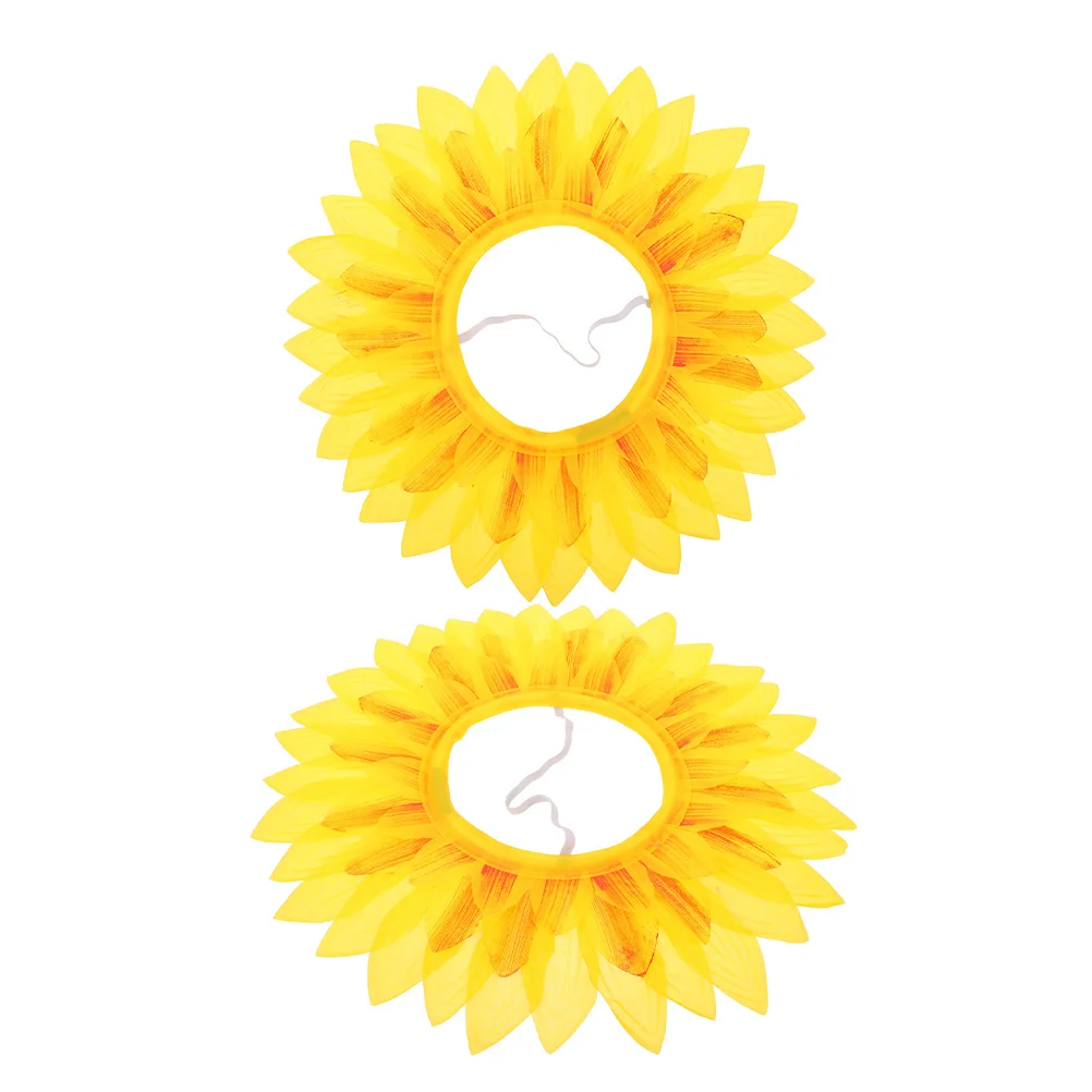 2 Stück Sonnenblumen-Kopfbedeckung, lustig, weich, bequem, Blumenhut für Sporttag, Partys, Cosplay, Fotokabinen-Requisiten