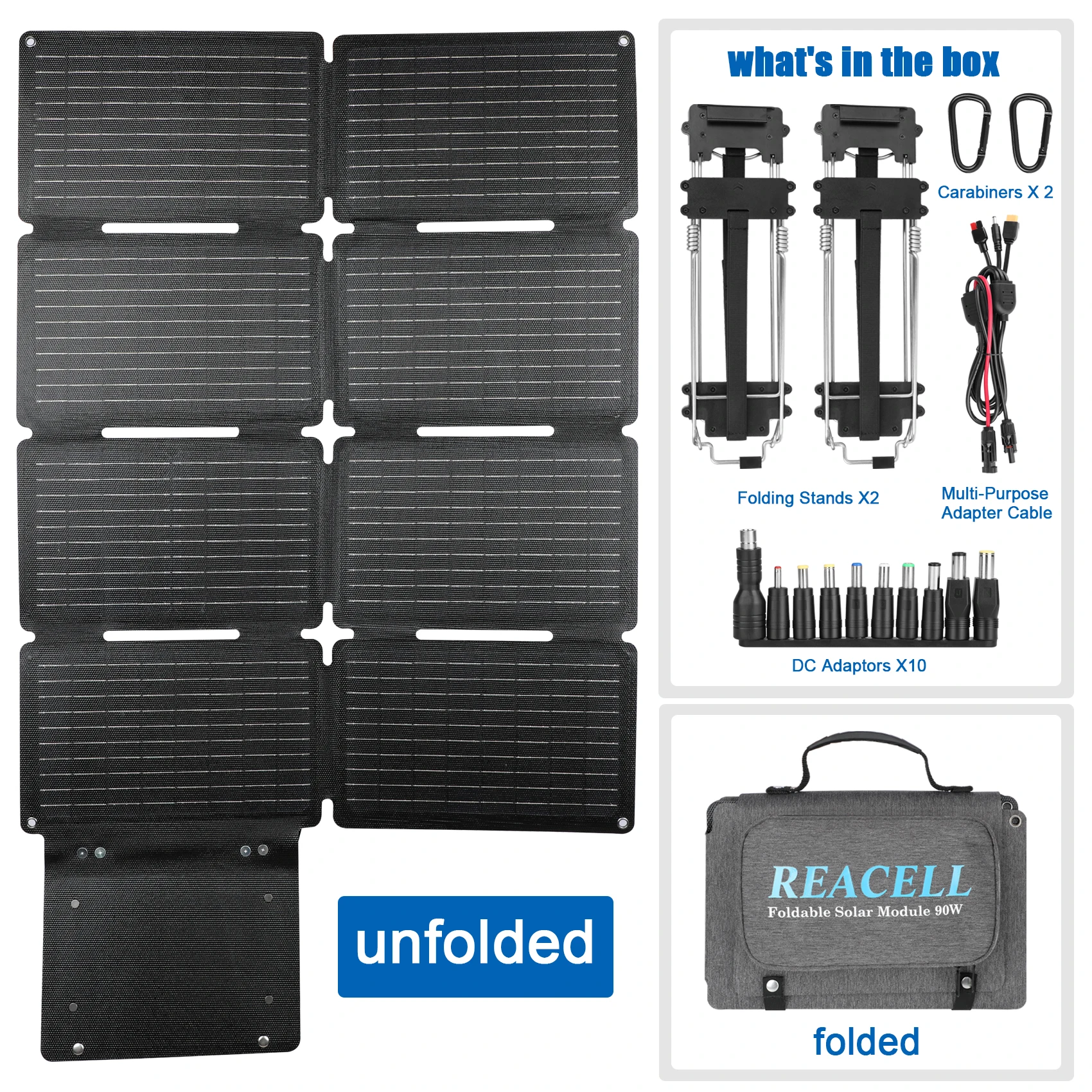 

90W Flexible Foldable Solar Panel Camping Portable Folding Solar Panel IP67 Solar Cell Solar Charger Travel&Phone&Boat&RV