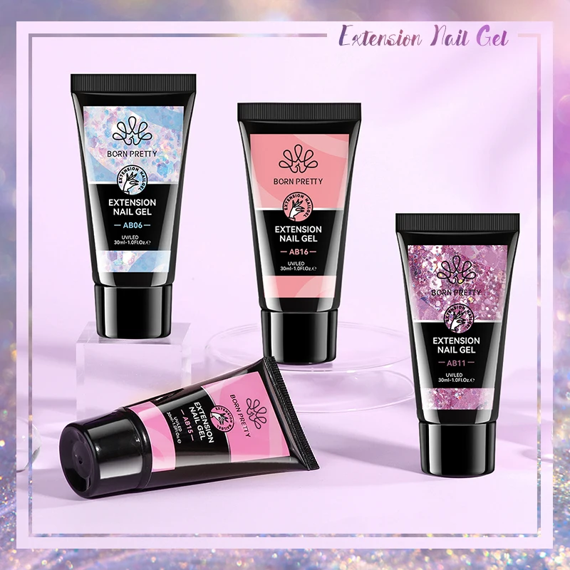 Cat kuku Gel akrilik BORN PRETTY untuk manikur kristal 30ml cat kuku Gel untuk ekstensi ujung kuku palsu pernis hibrid bangunan cepat