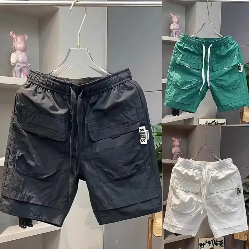 

Men's Summer Thin Qui Dry Sports orts Breathable Casual Large ket Workwear Five-Quarter Pants Faionable Beachwear