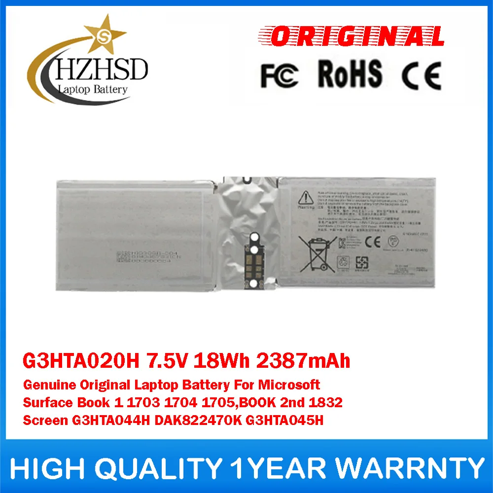 G3HTA020H 7.5V 18Wh 2387mAh Genuine Original Laptop Battery For Microsoft Surface Book1 1704 1705 BOOK 2nd 1832 Screen G3HTA044H