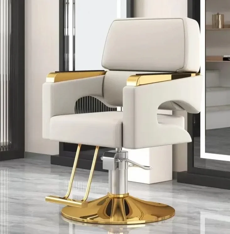 

2024 New High-End Hair Salon Furniture Armchair Can Rotate Adjustable Barber Shop Barber Chair