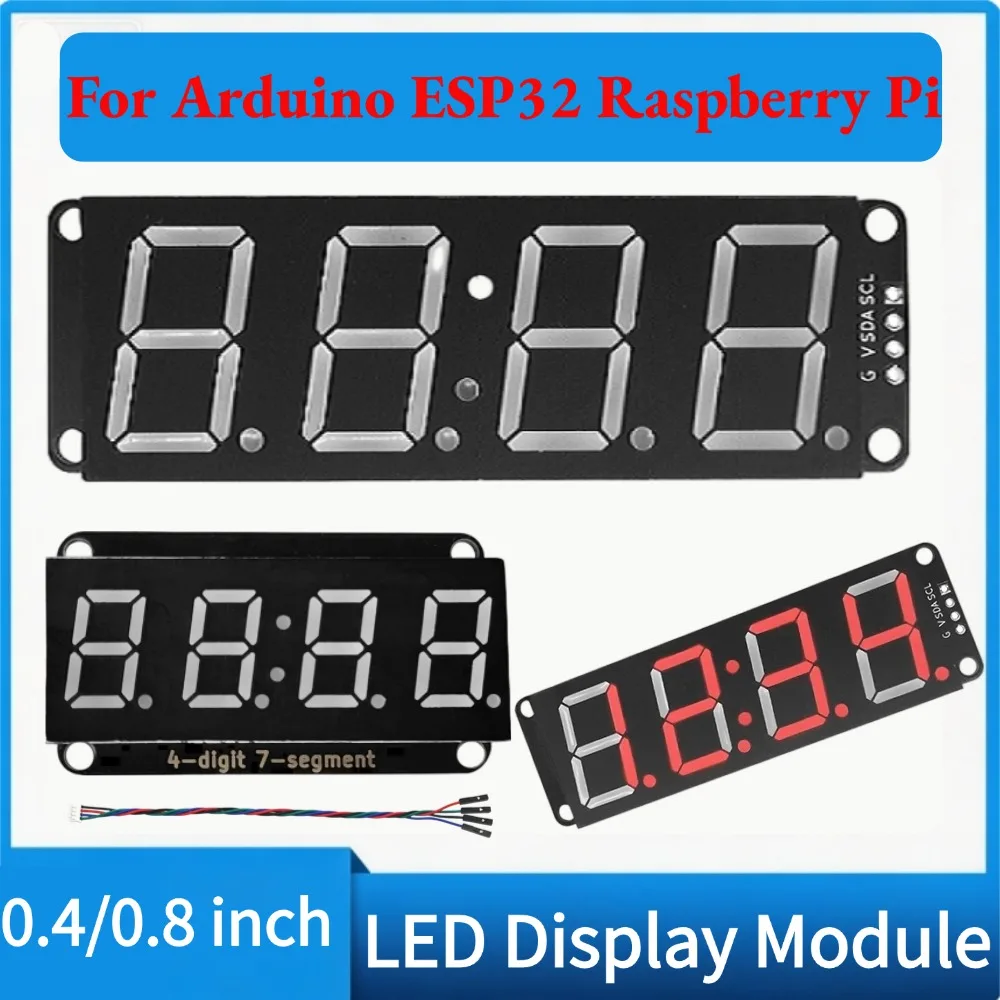 Módulo de pantalla LED de 7 segmentos y 4 dígitos I2C, compatible con la convivencia entre números decimales y horarios, tubo digital I2C compatible con HT16K33