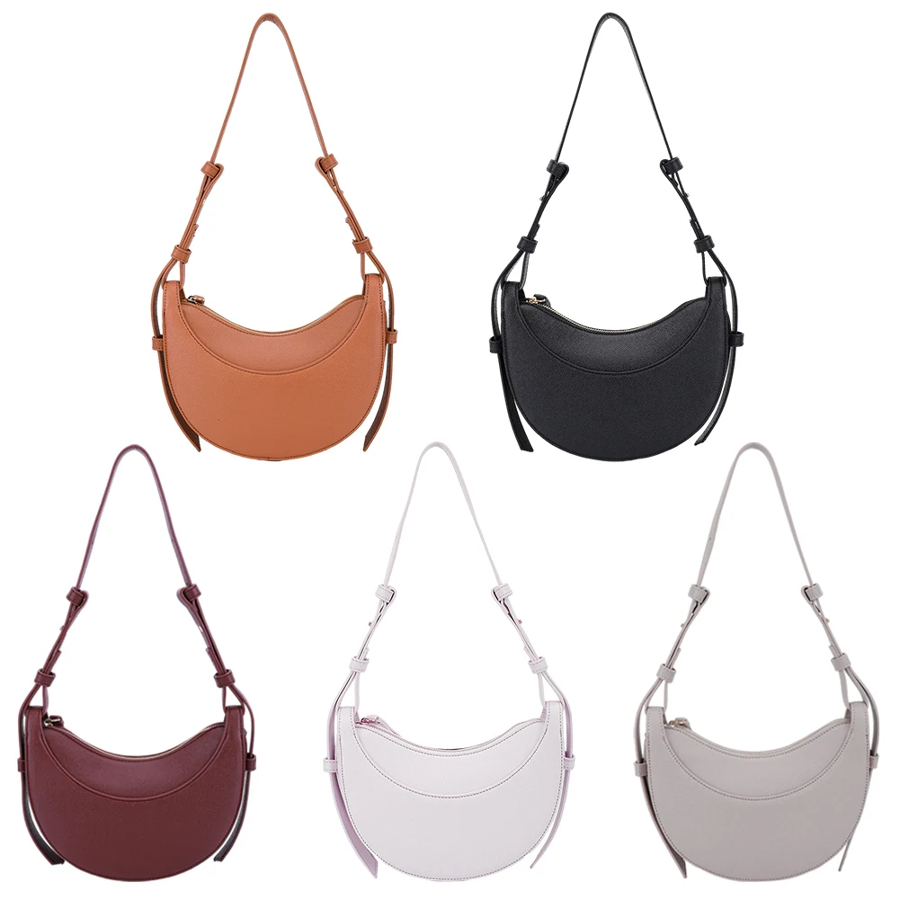 Women Small Crossbody Bag Large Capacity PU Crescent Bag Stylish Satchel Bags Adjustable Strap Single Shoulder Bag