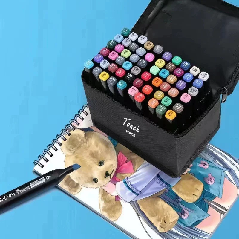 24-80 Color Double-Ended Oil-Based Art Markers Set | Fine & Broad Tips for Drawing, Sketching, Manga & Graffiti | School