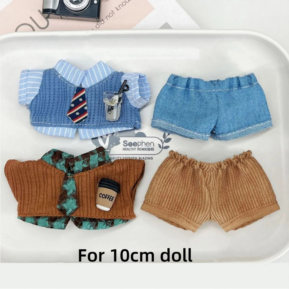 Ropa para muñecas de 10cm, vestido cambiante, juego, muñeca azul y marrón, uniforme de estudiante, casa de juego, accesorio para fotos, muñeca, blusa, pantalones, traje