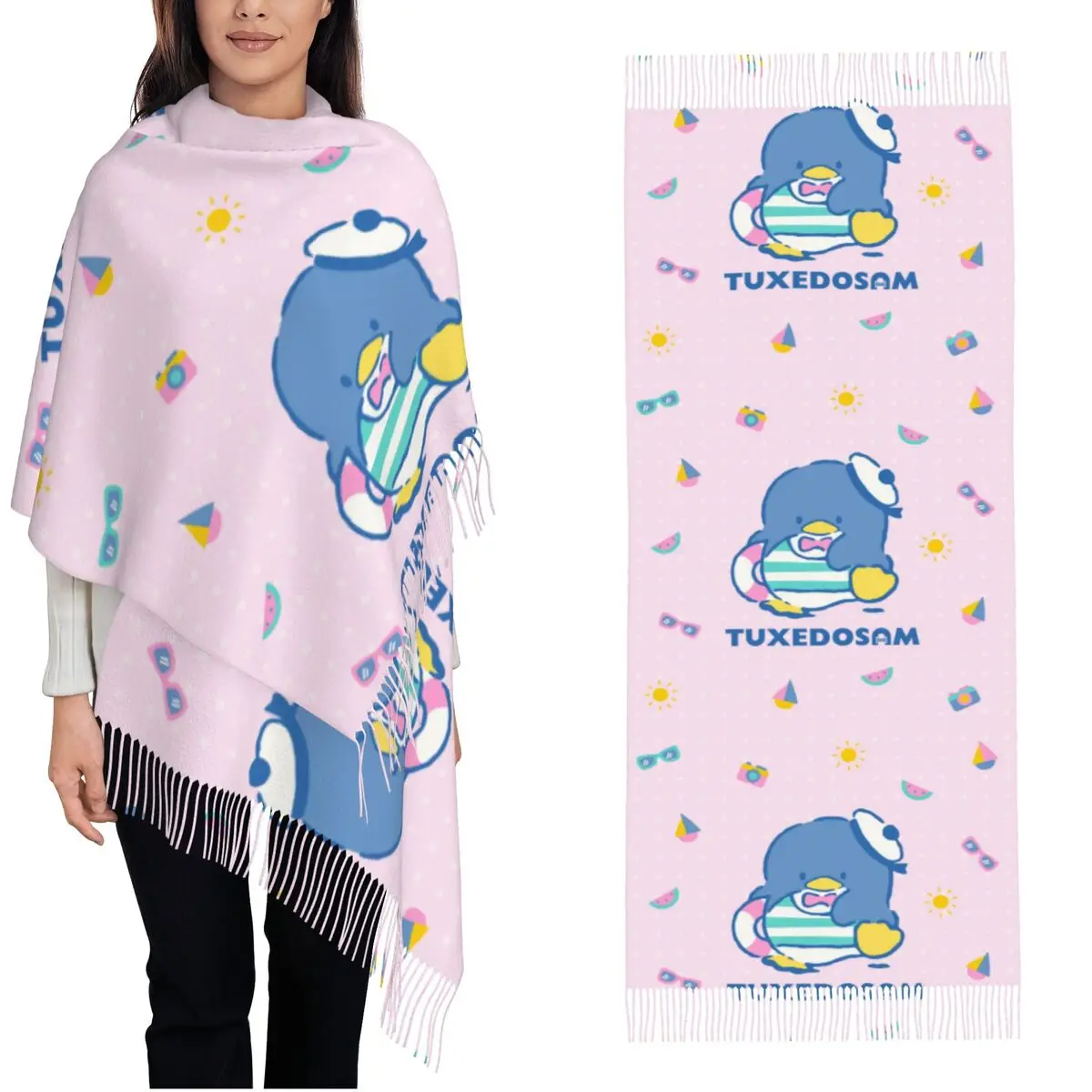 Tuxedo Sam Penguin Shawls Wraps Women Winter Large Soft Scarf Pashminas Shawl Scarves